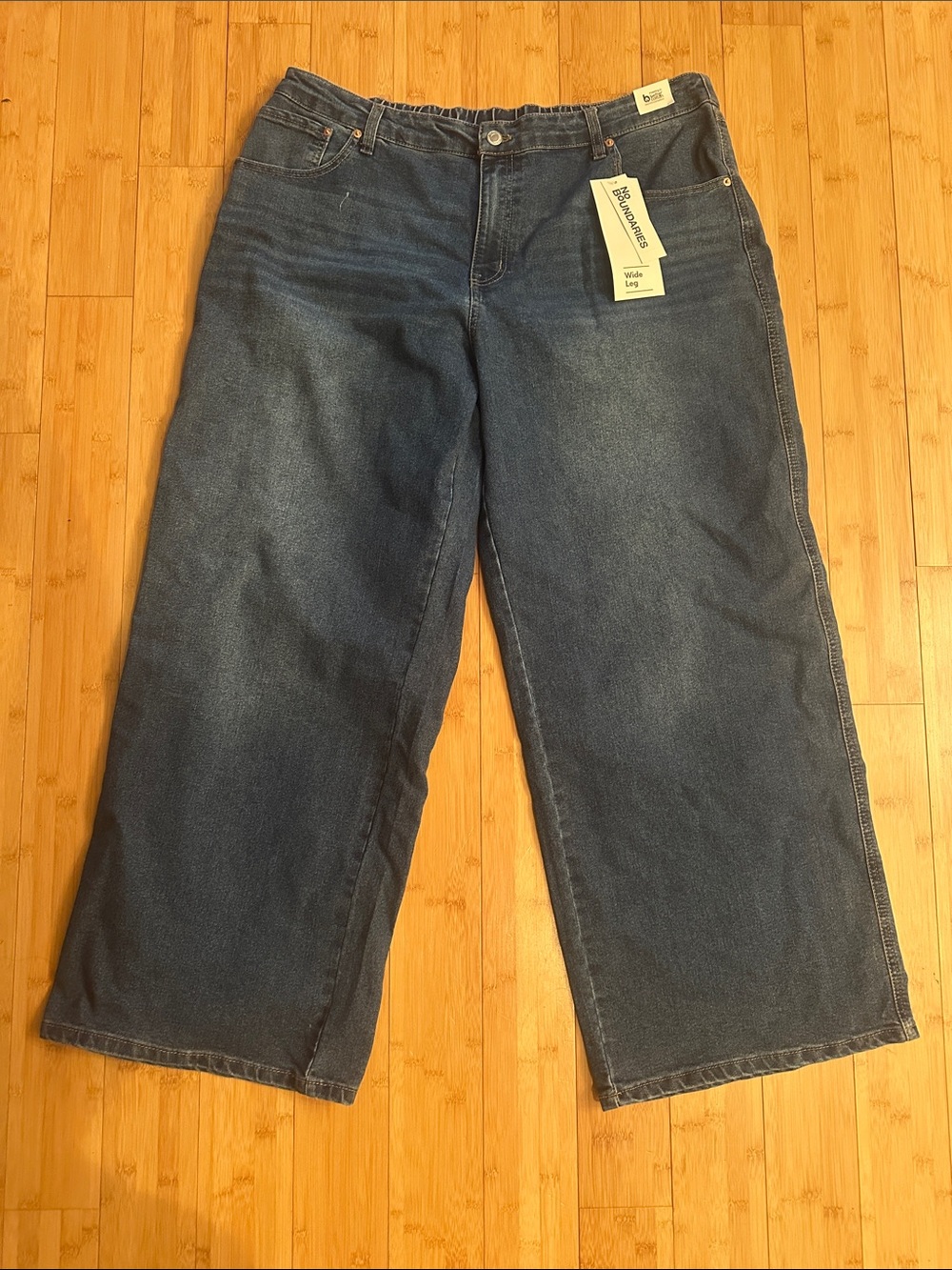 Wide-Leg High-Rise Jeans in Dark Blue by NO Boundaries